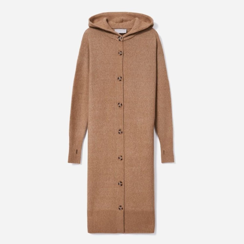 Everlane The Cozy Stretch Duster Cardigan in Camel Medium New Womens Sweater - Picture 12 of 16
